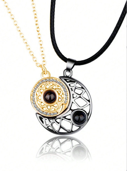 Women's & Men's Love Sun Moon Couple Projection One Necklace