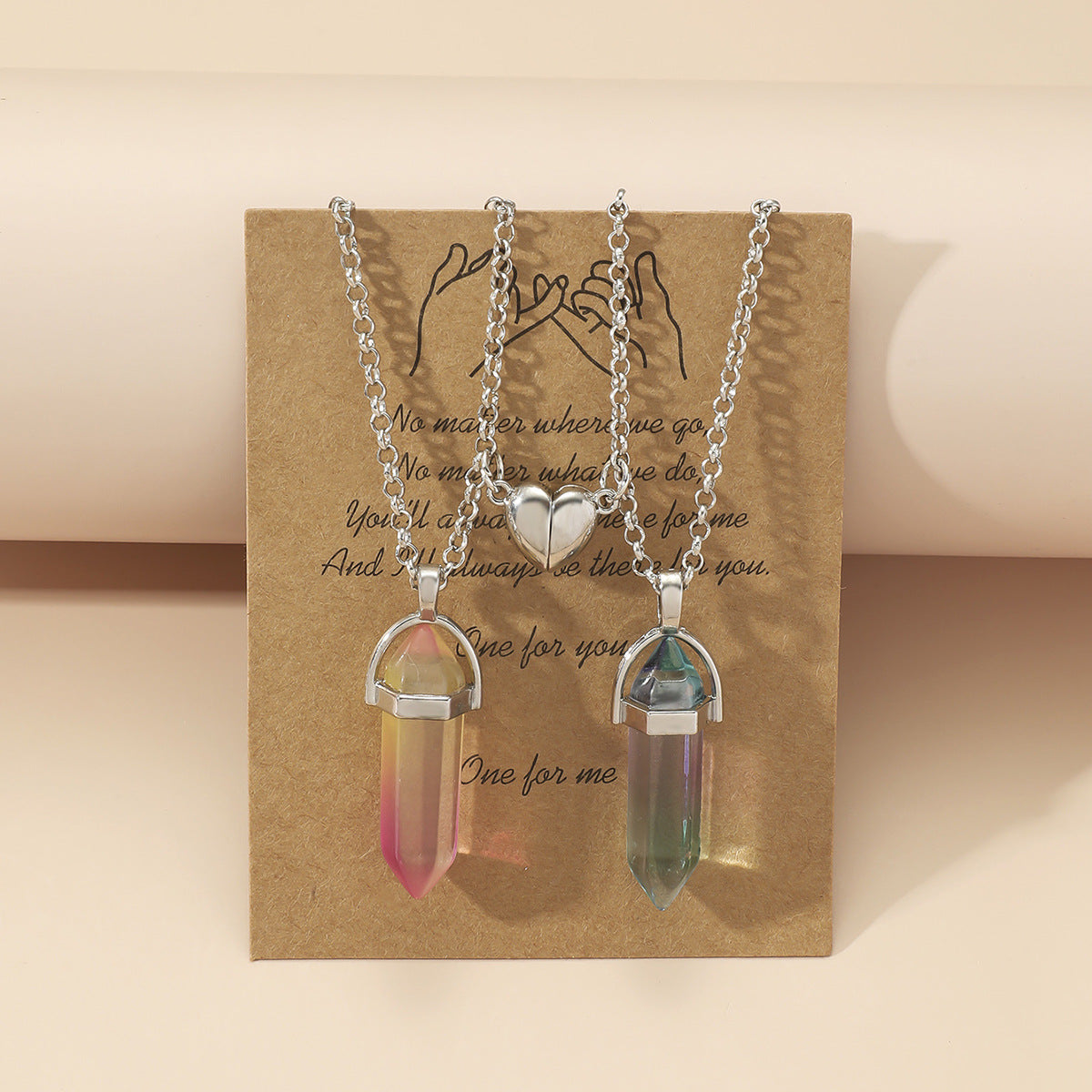 Prism Couple Magnetic Natural Stone Crystal Pendants