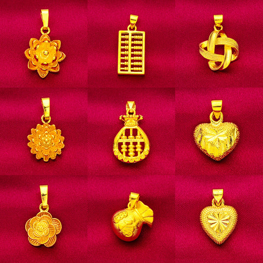 Women's Vietnam Placer Gold Love Abacus Small Pendants