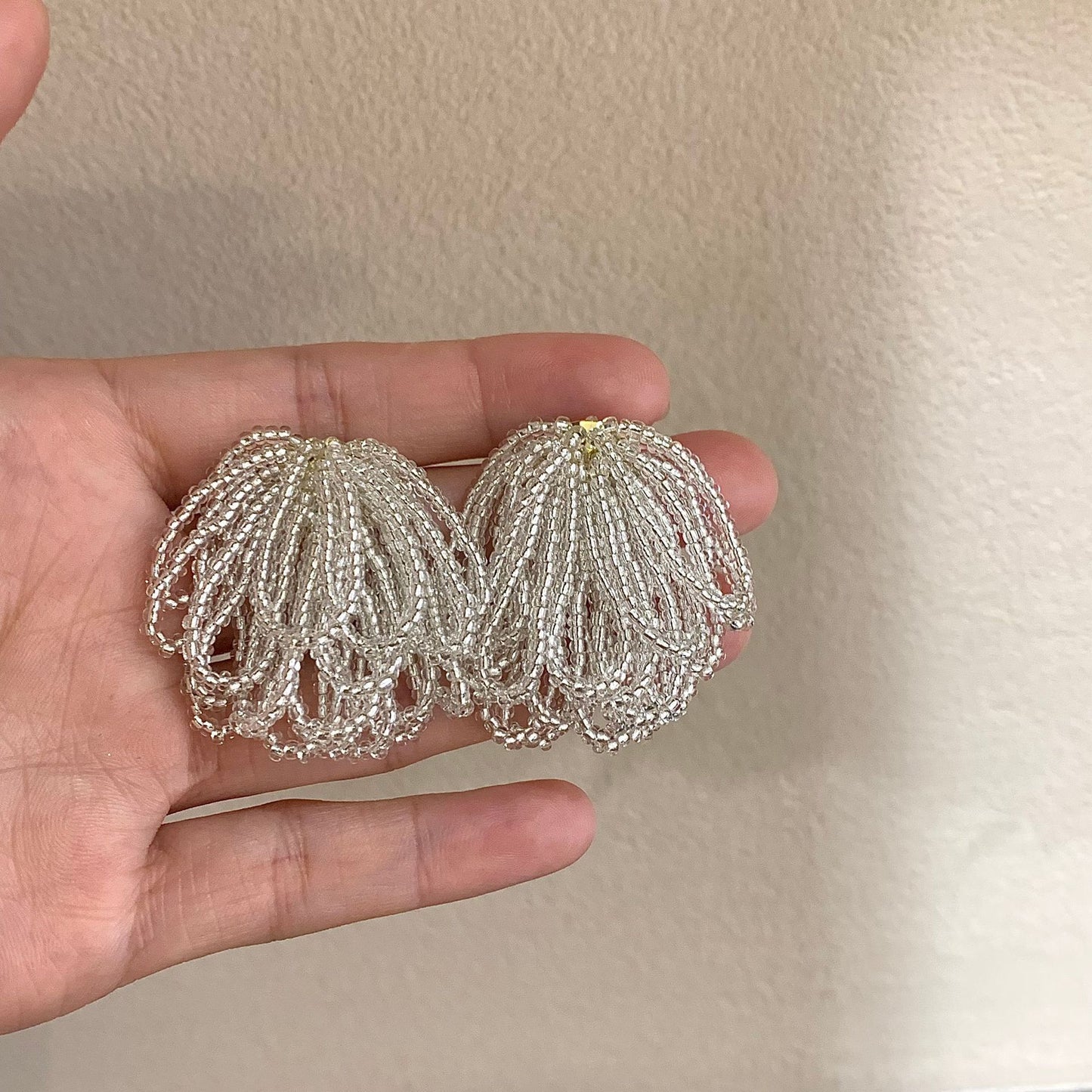 Design Glass Handmade Beaded Tassel Versatile Stud Earrings