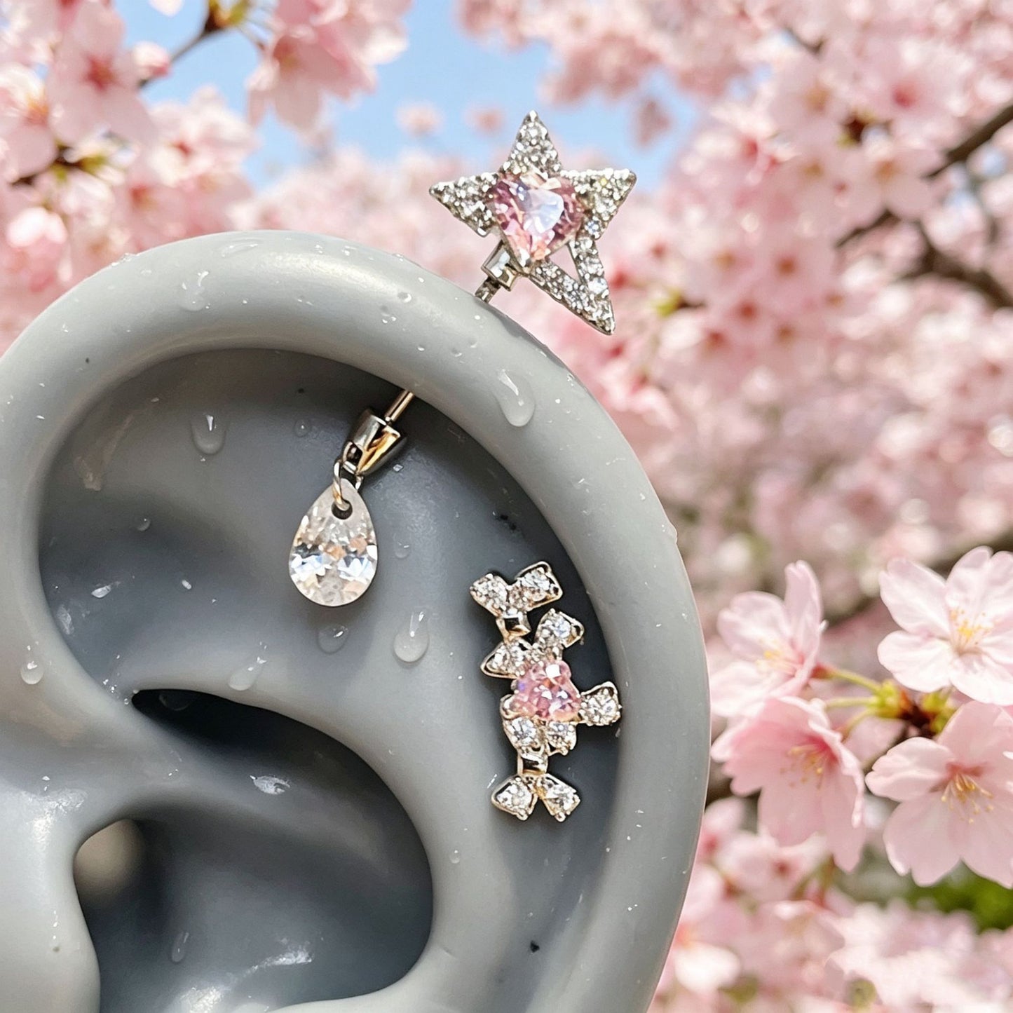 Pink Bow Sweet Vacation Style Fresh Medical Earrings