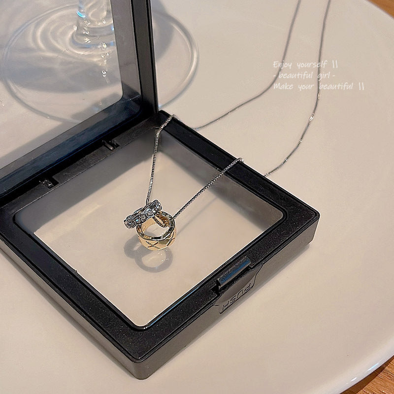 Women's Light Luxury Minority Double Circle Simple Graceful Clavicle Necklace