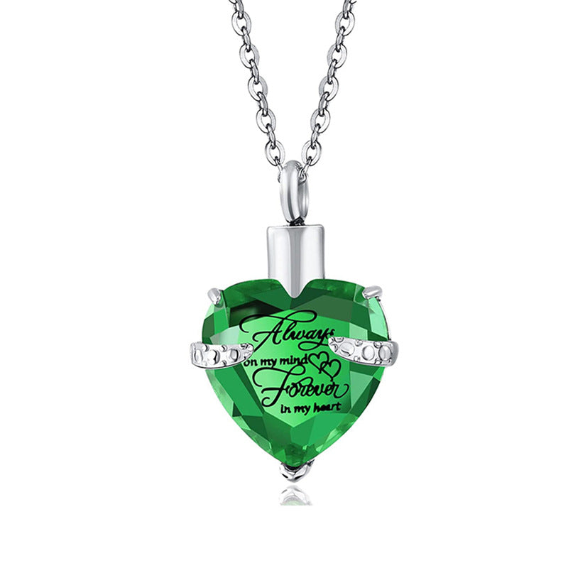 Heart-shaped Crystal Month Birthday Stone Casket Pendants