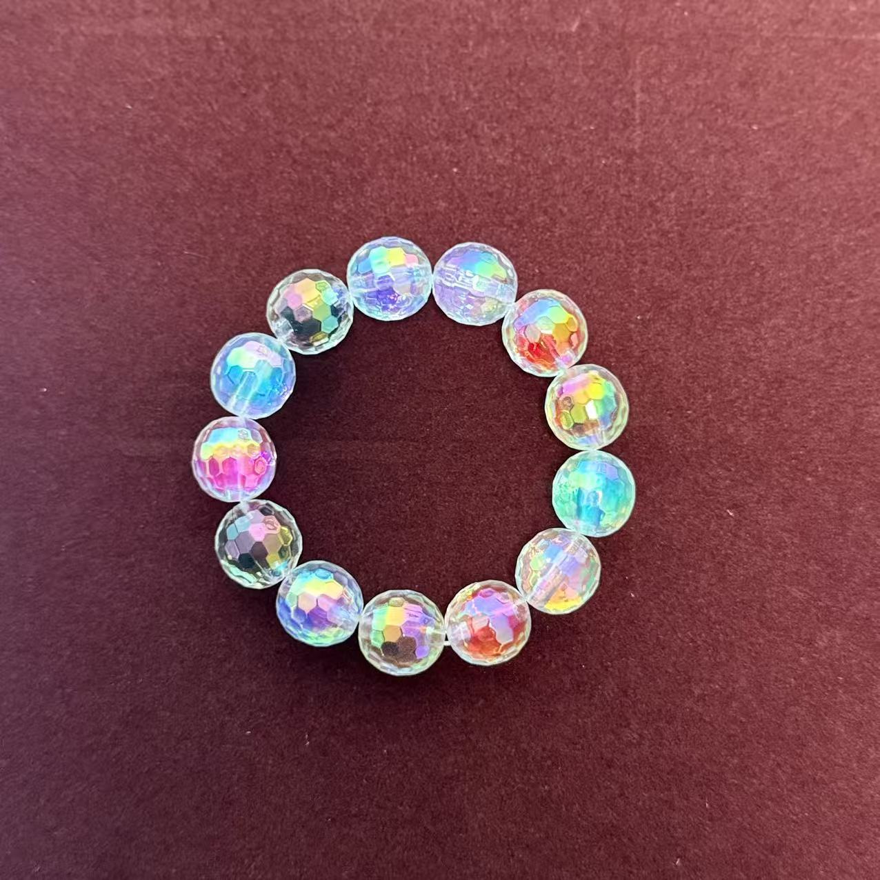 Polygon Cut Surface Acrylic Beads Inner Color Crystal Beaded Live Bracelet