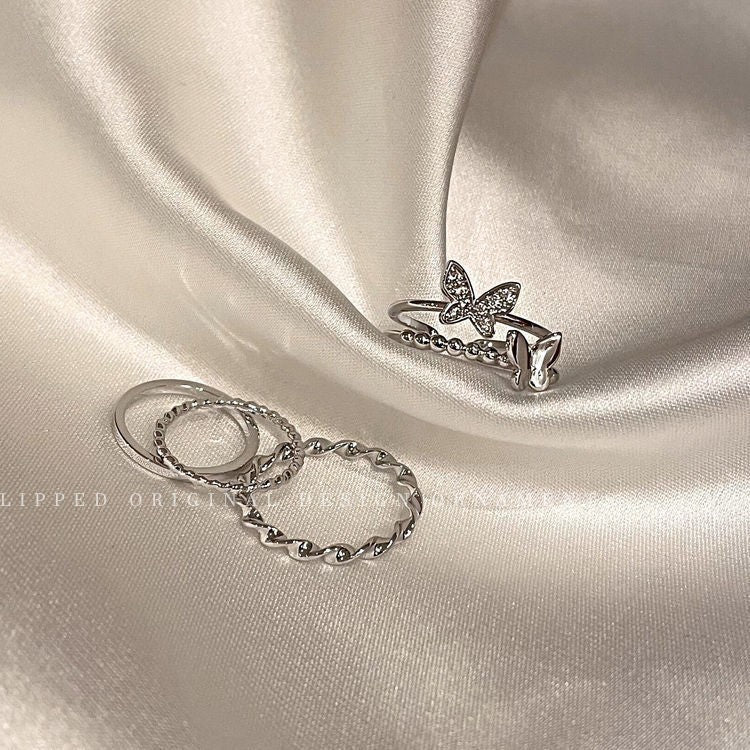 Cold Style Simple Suit Combination Female Opening Adjustable Index Finger Ring