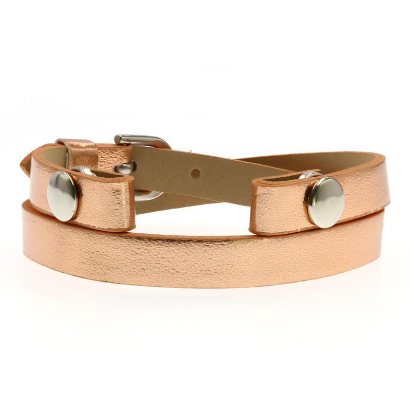 Leather Double Section Wrist Strap Bright Color Bracelet