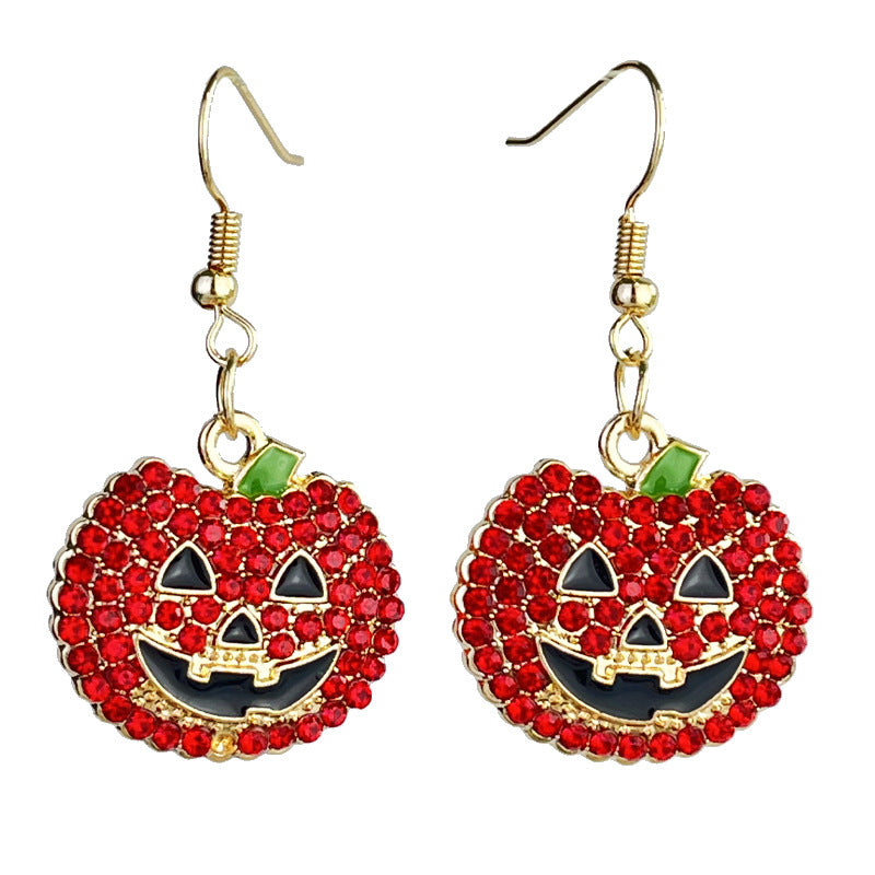 Pumpkin Ghost Delicate Diamond Multicolor Rhinestone Earrings