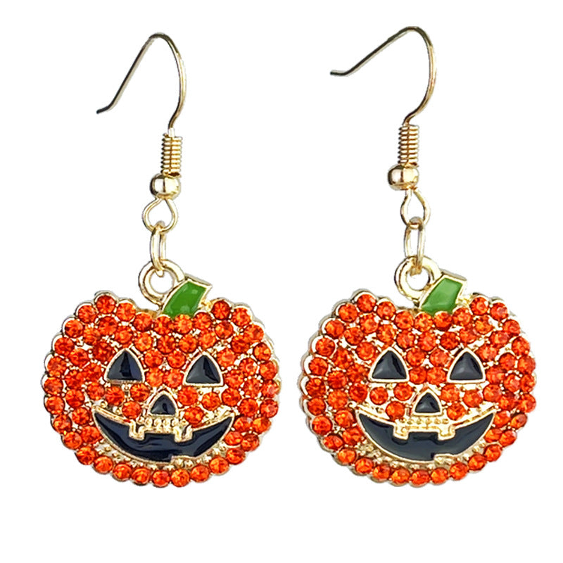 Pumpkin Ghost Delicate Diamond Multicolor Rhinestone Earrings