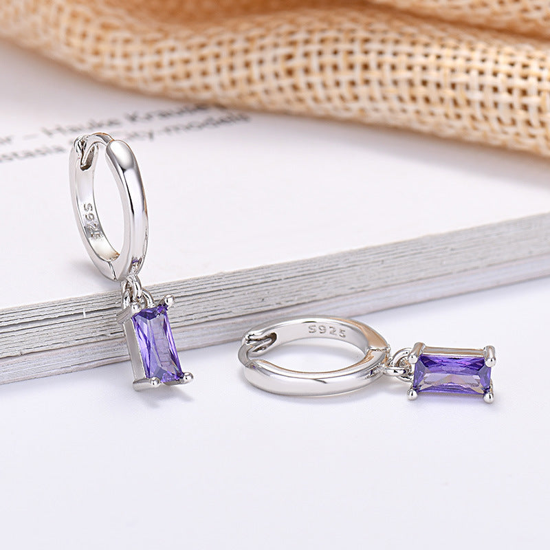 Sier Needle Export Sale Rectangular Color Earrings