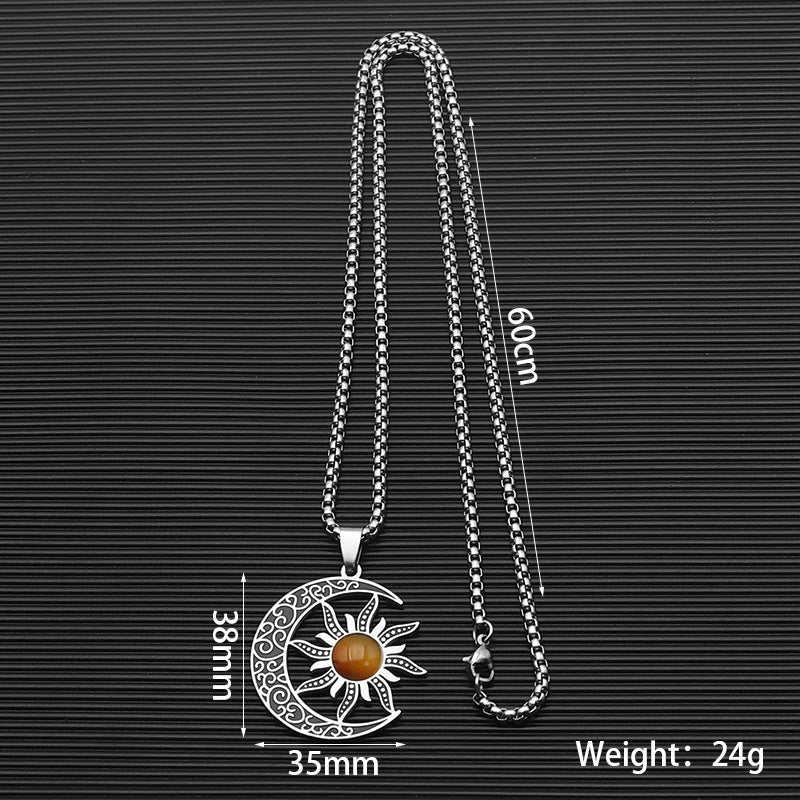 Stainless Steel Fashion Moon Sun Bohemian Titanium Clavicle Necklace