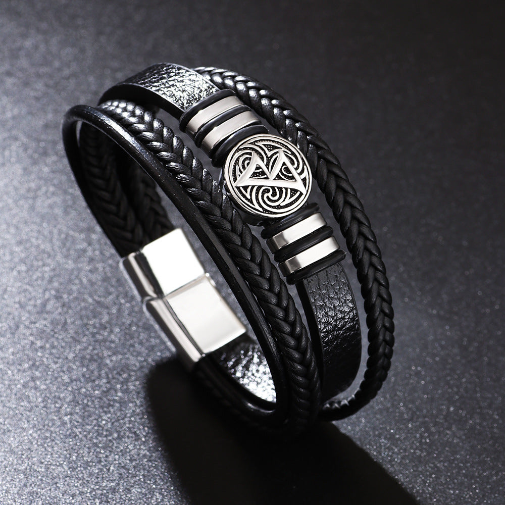 Men's Man Personality Wild Woven Leather Scripture Bracelet