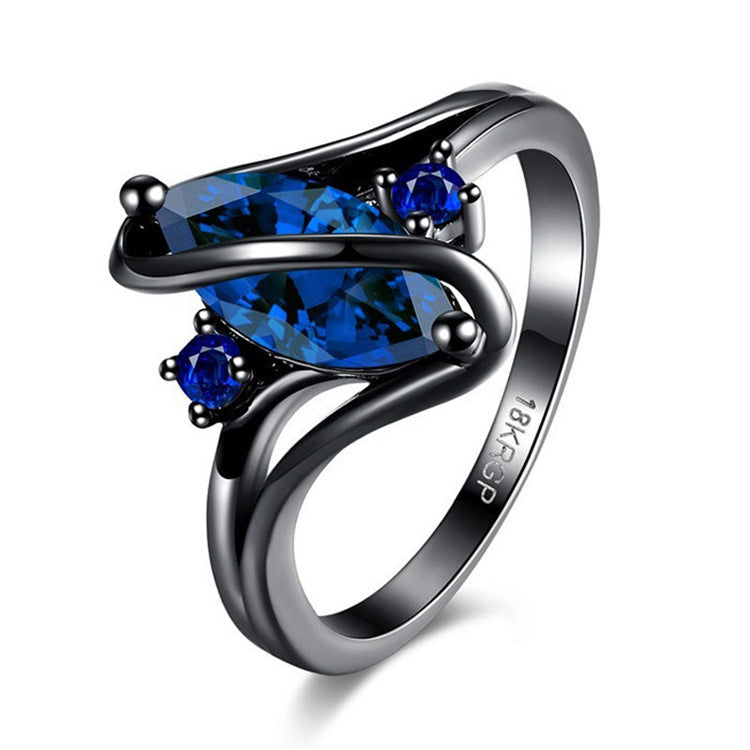 Women's Sapphire Stone Horse Black Eye Ring