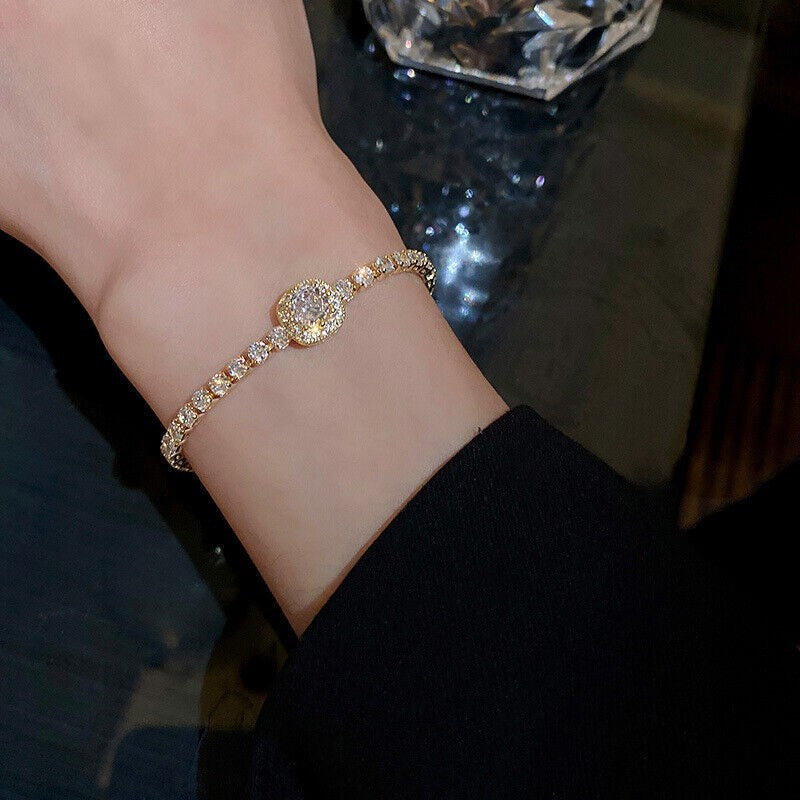 Women's Fashionable Rose Gold Loving Heart Zircon Simple Alloy Bracelets