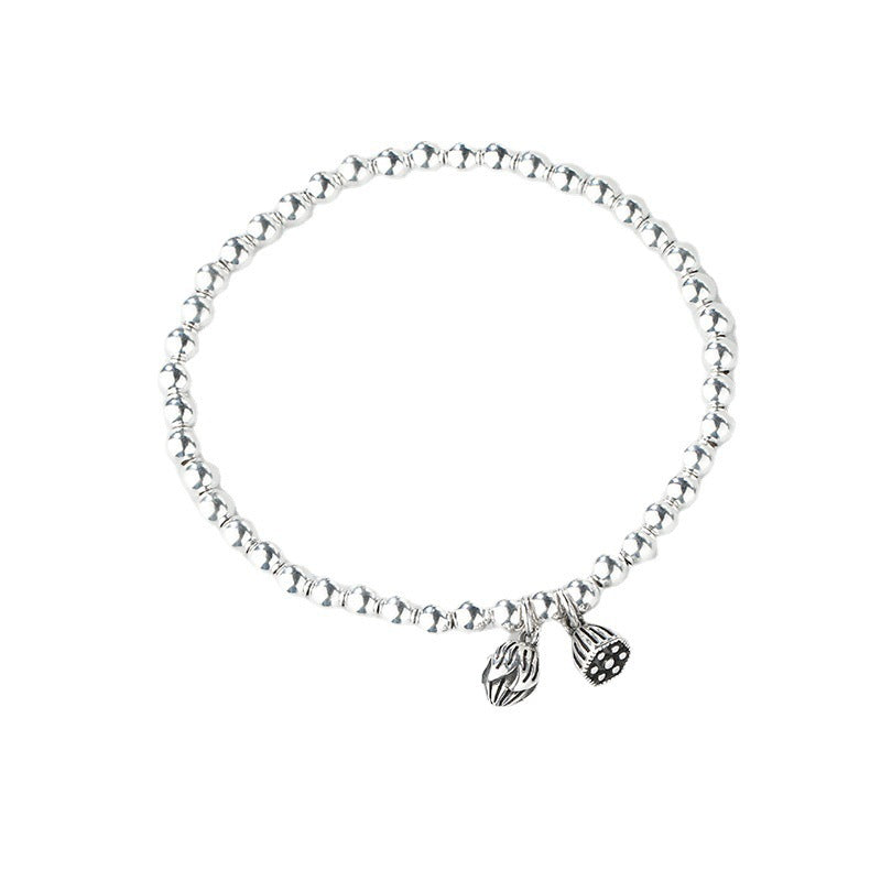 Live Sier Plated Lotus Flower Seedpod Sliver Bracelets