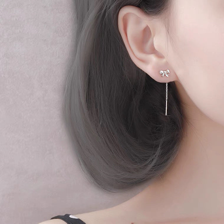 Women's Maker Sterling Bow Niche Elegant Tassel Korean Rings