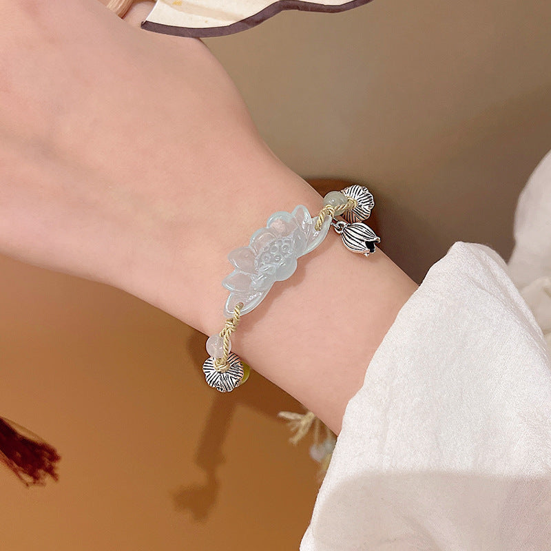 Women's High-grade Pearl Chinese Ancient Style Obsidian Beaded Bracelet