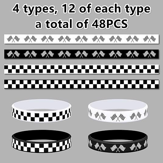 Women's & Men's White Plaid Popular Wrist Strap Fashion Racing Flag Bracelets