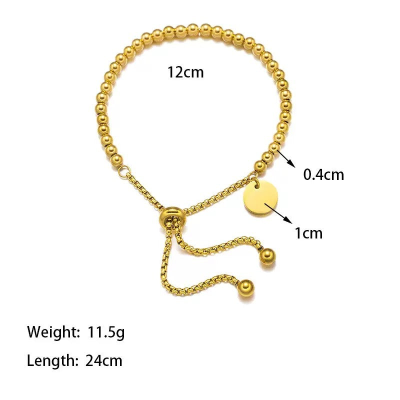 Titanium Steel Round Beads Beaded Female Lucky Bracelet