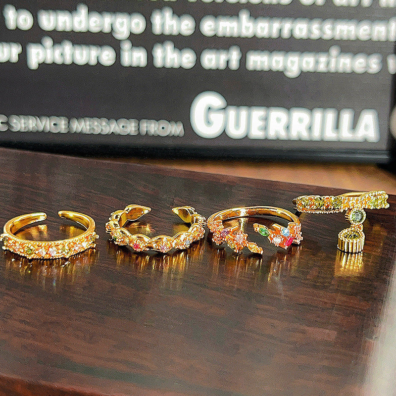 Twist Colored Gems Full Diamond Color Zirconium Ring