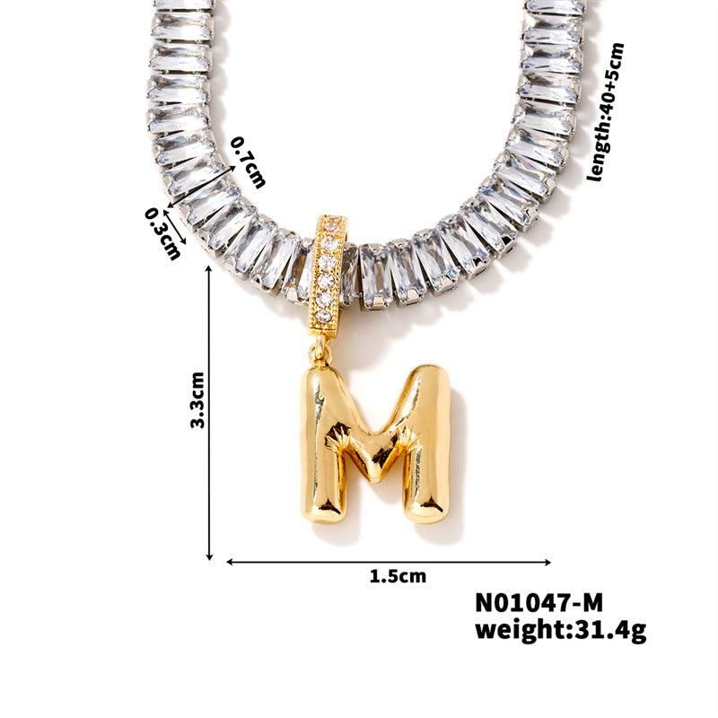 Zircon Letter English High Sense Simple Necklaces