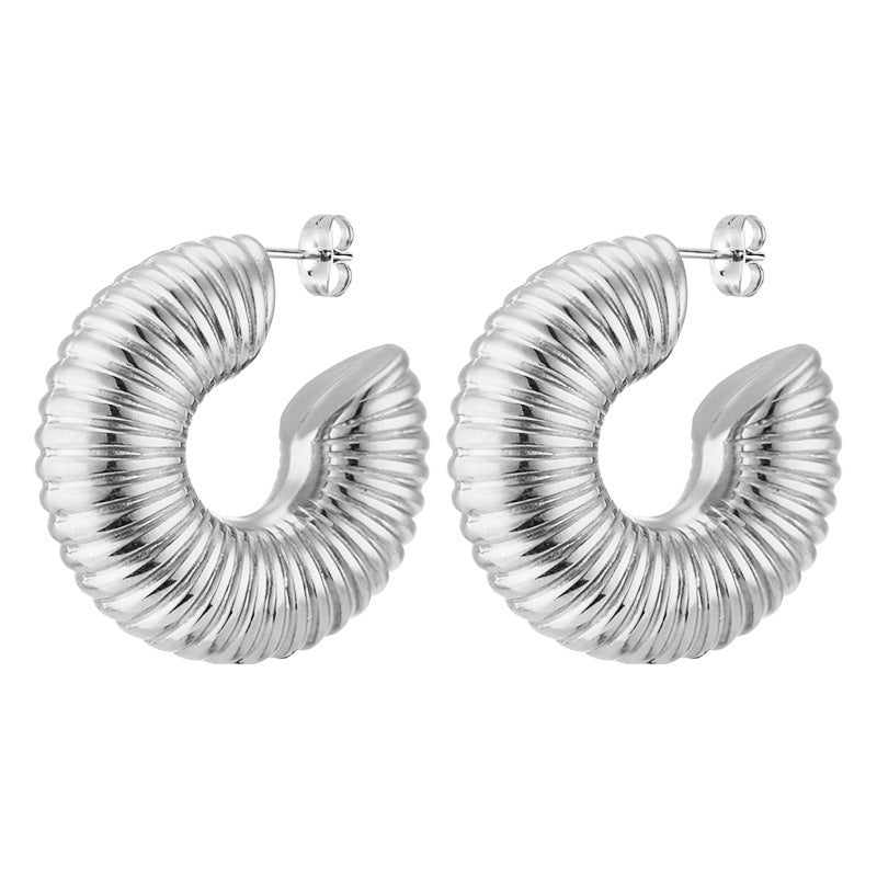 Women's Stainless Steel Hollow Ear Clip Retro Earrings