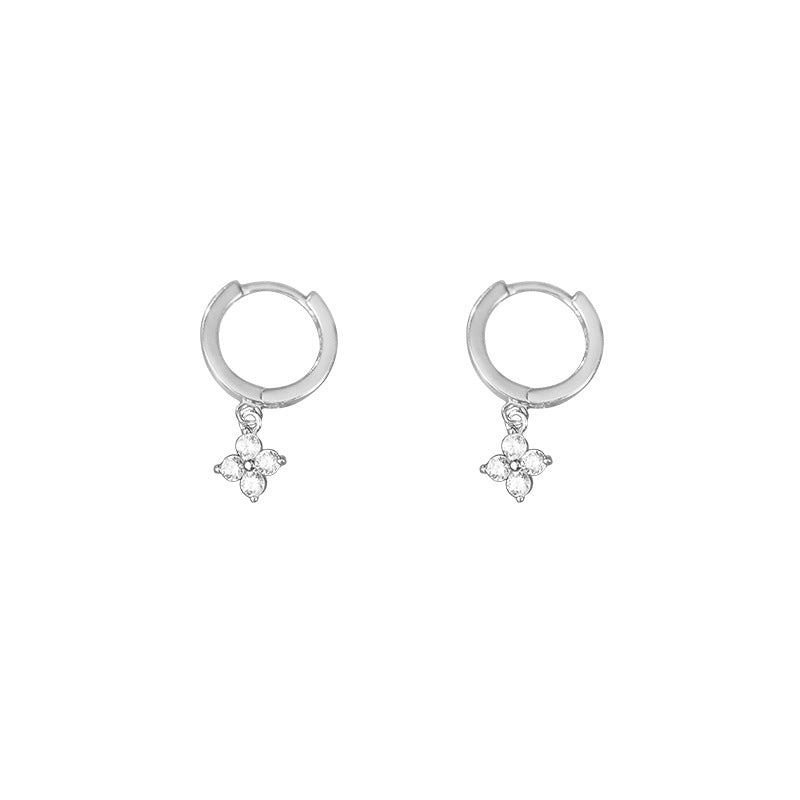 Clover Ear Clip Female Diamond Simple Earrings