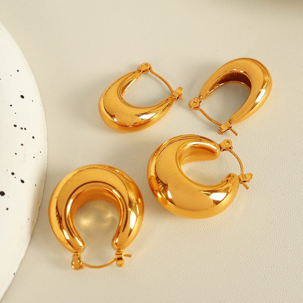 Titanium Steel Thick Cylindrical Hollow Ear Female Plated Solid Polished Rings
