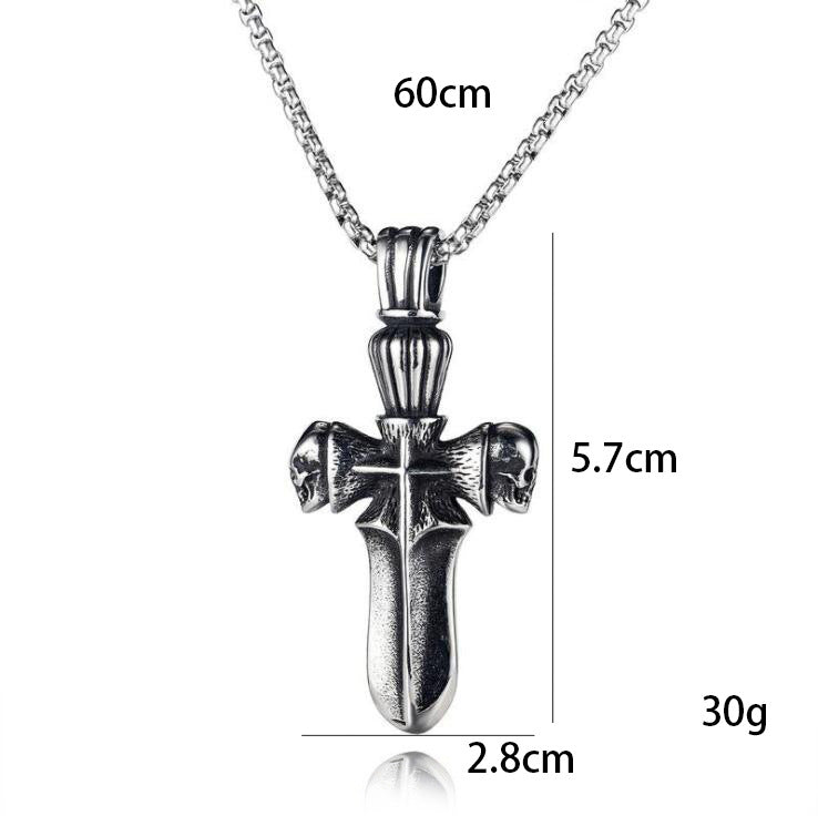 Men's Personality Cross Stainless Steel Skull Titanium Necklaces
