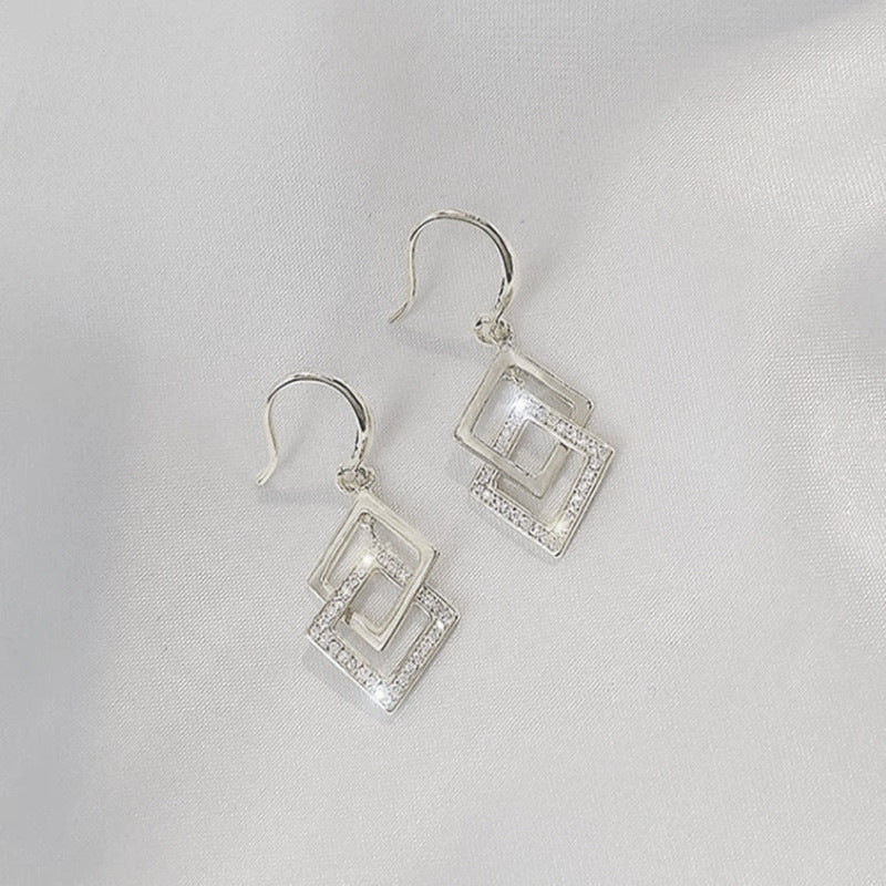 Women's Korean Style Geometric Square Diamond Rhinestone Trendy Rings
