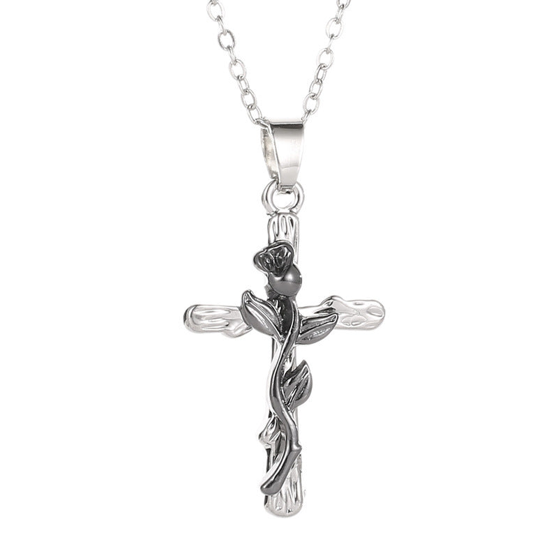 Full Diamond Cross Female Creative Design Geometric Necklaces