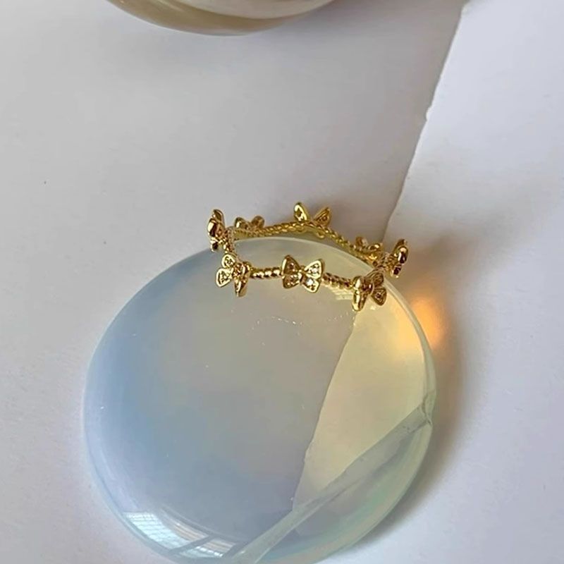 Drip Glazed Butterfly Flower Female Design Fashion High Sense Ring