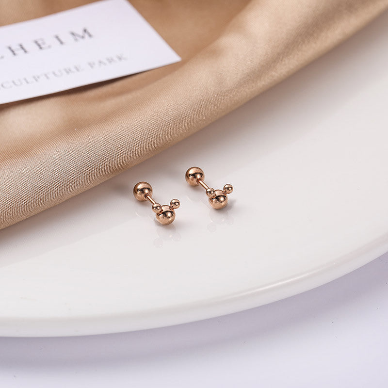 Mickey Female Ball Thread Ear Bone Electroplating Stud Earrings