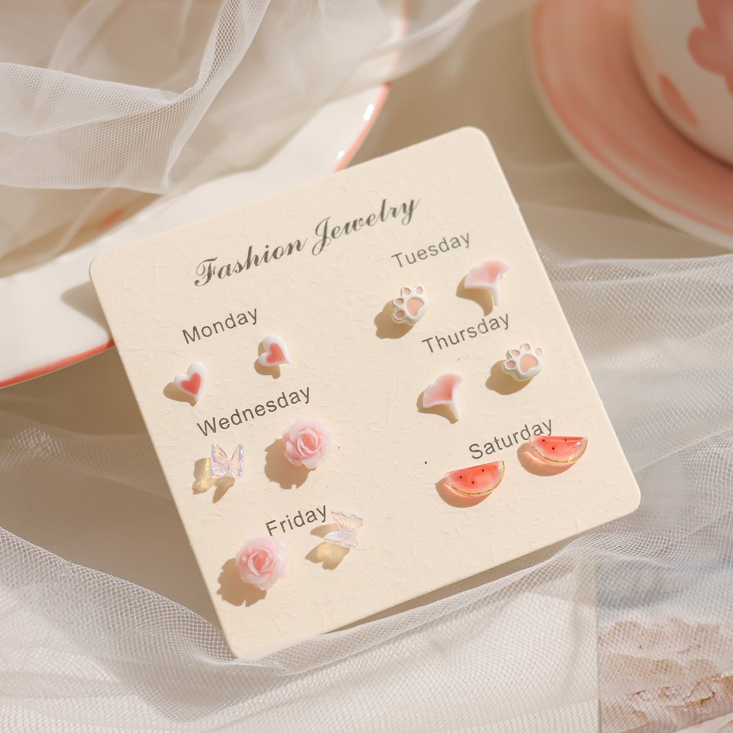 Female Pink Biological Porcelain Pin Ear Sensitive Skin Essential Stud Earrings