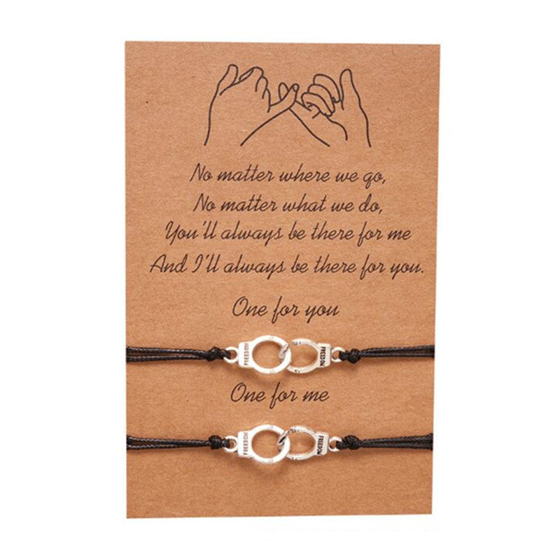 Creative Letters Handcuffs Wax Rope Woven Couple Bracelet