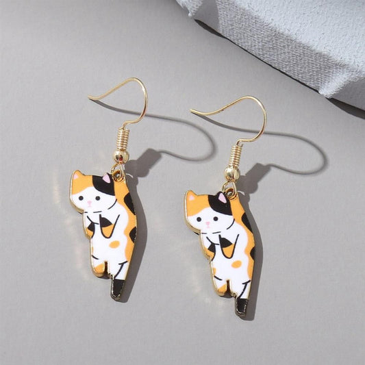 Ear Hook Cartoon Young Flower Cat Sweet Earrings