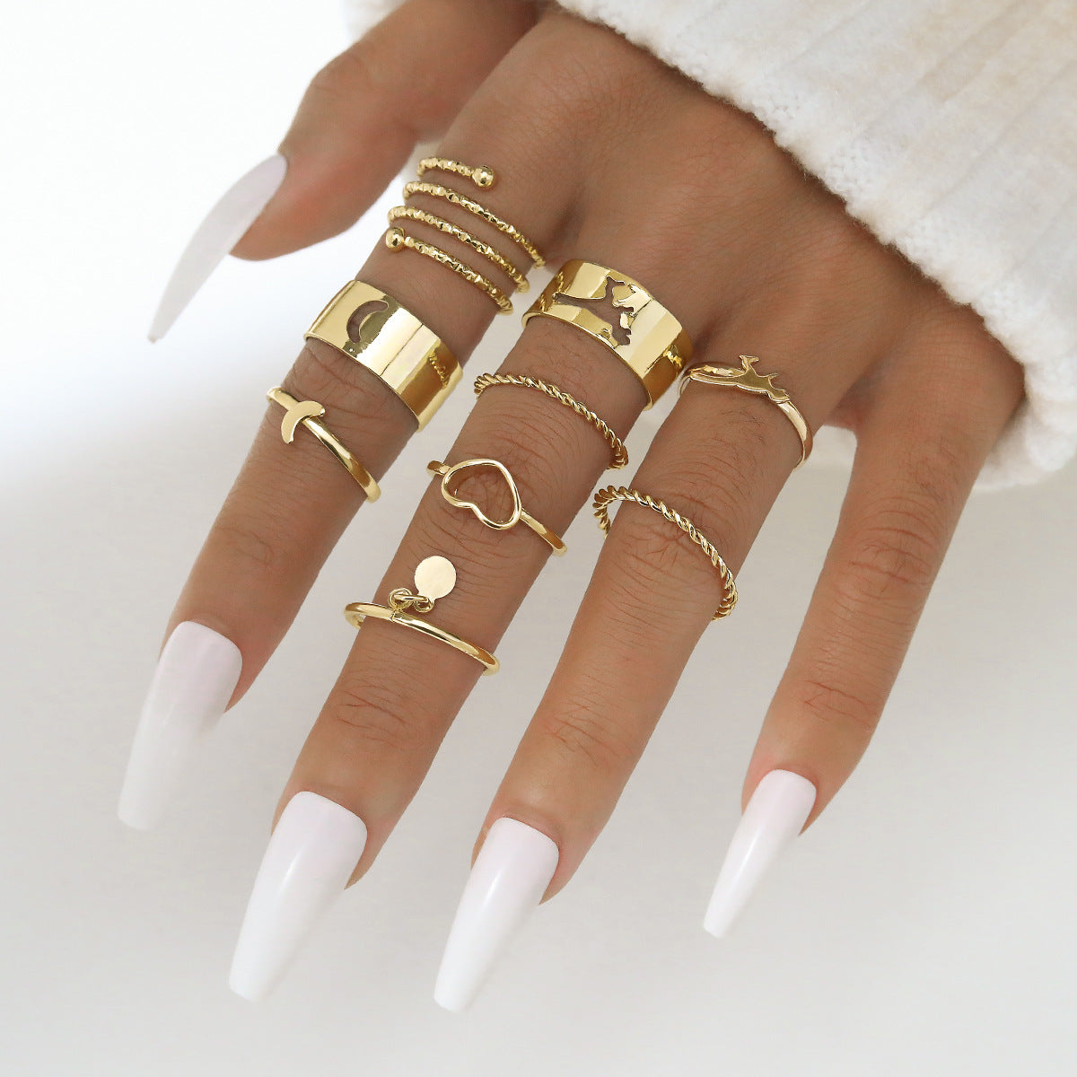 Snake Set Hollow Chain Cross Twist Rings