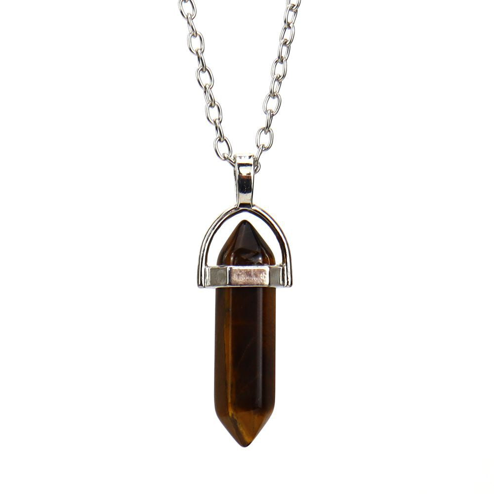 Agate Synthetic Crystal Hexagon Prism Soul Pendants