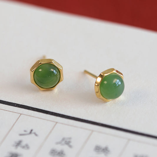 Women's Jasper Sterling Sier National Style Retro Elegant High-grade Personalized Stud Earrings