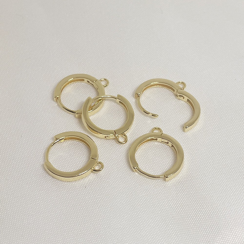 Color Retention Gilded Clip Glossy Round Handmade Ear Buckle