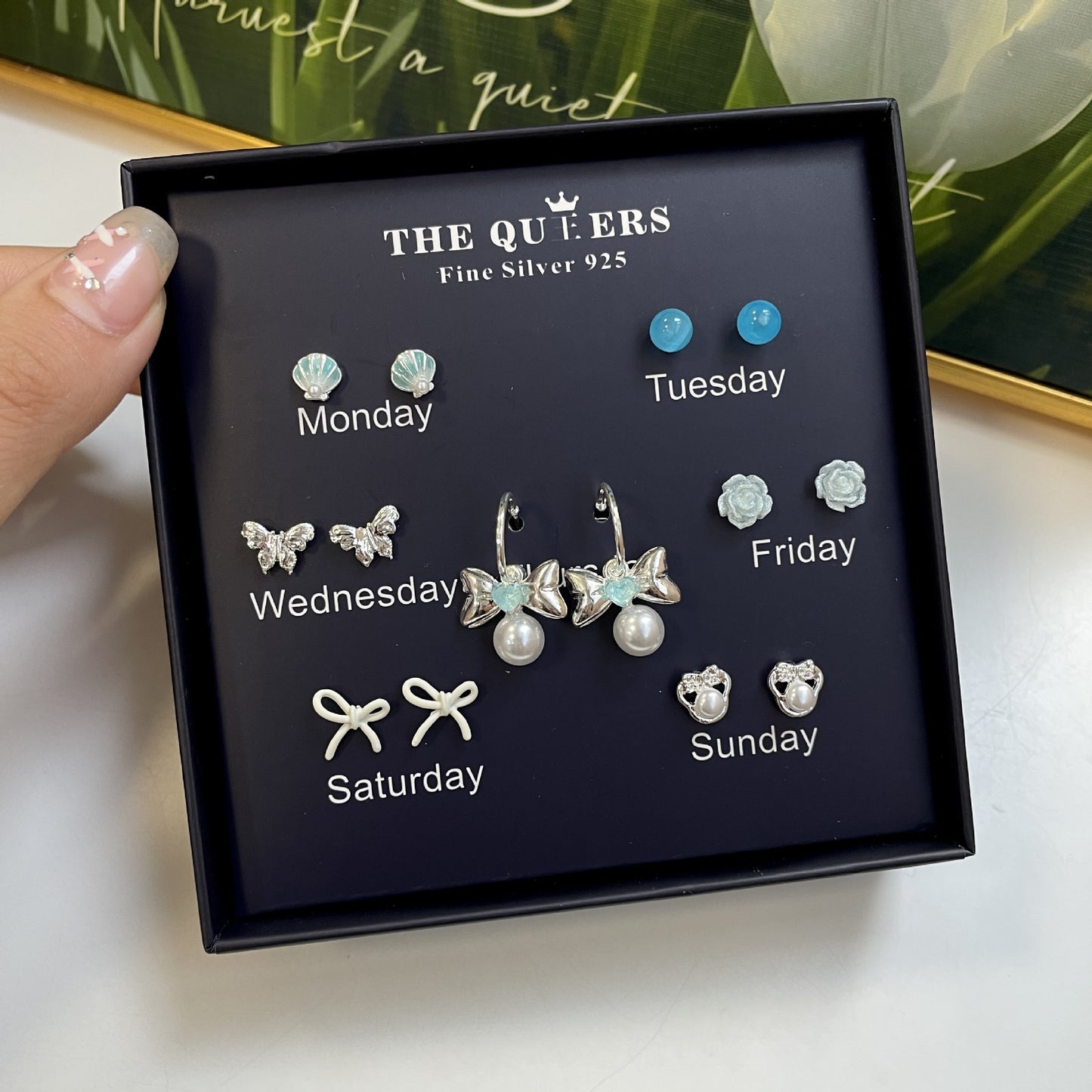 One Week Gift Box Fresh Simple Flowers Female Earrings