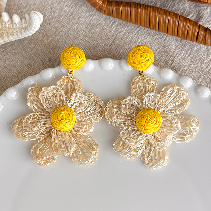 Vacation Style Yellow Series French Retro Graphy Earrings