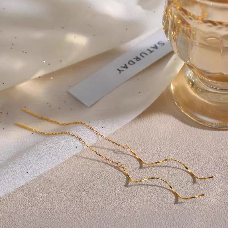 Wavy Threads Trendy Long Spiral Tassel Simple Ear Line