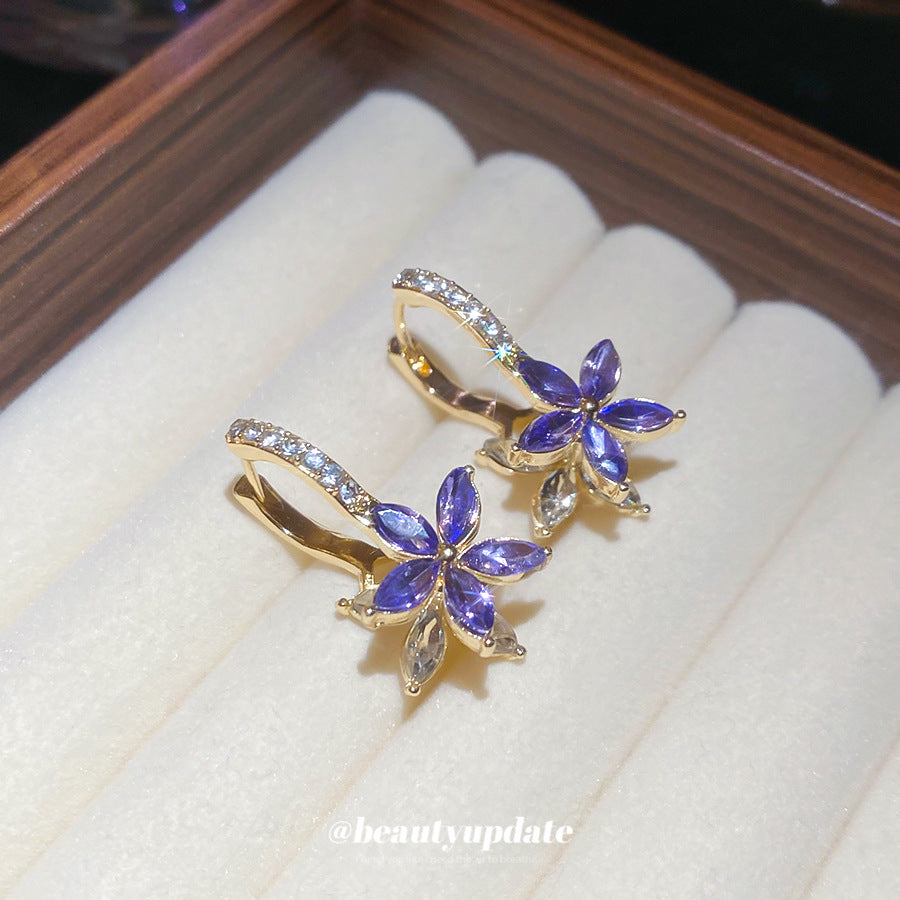 Flower Clips French Retro Fashion Delicate Light High Sense Ear Buckle
