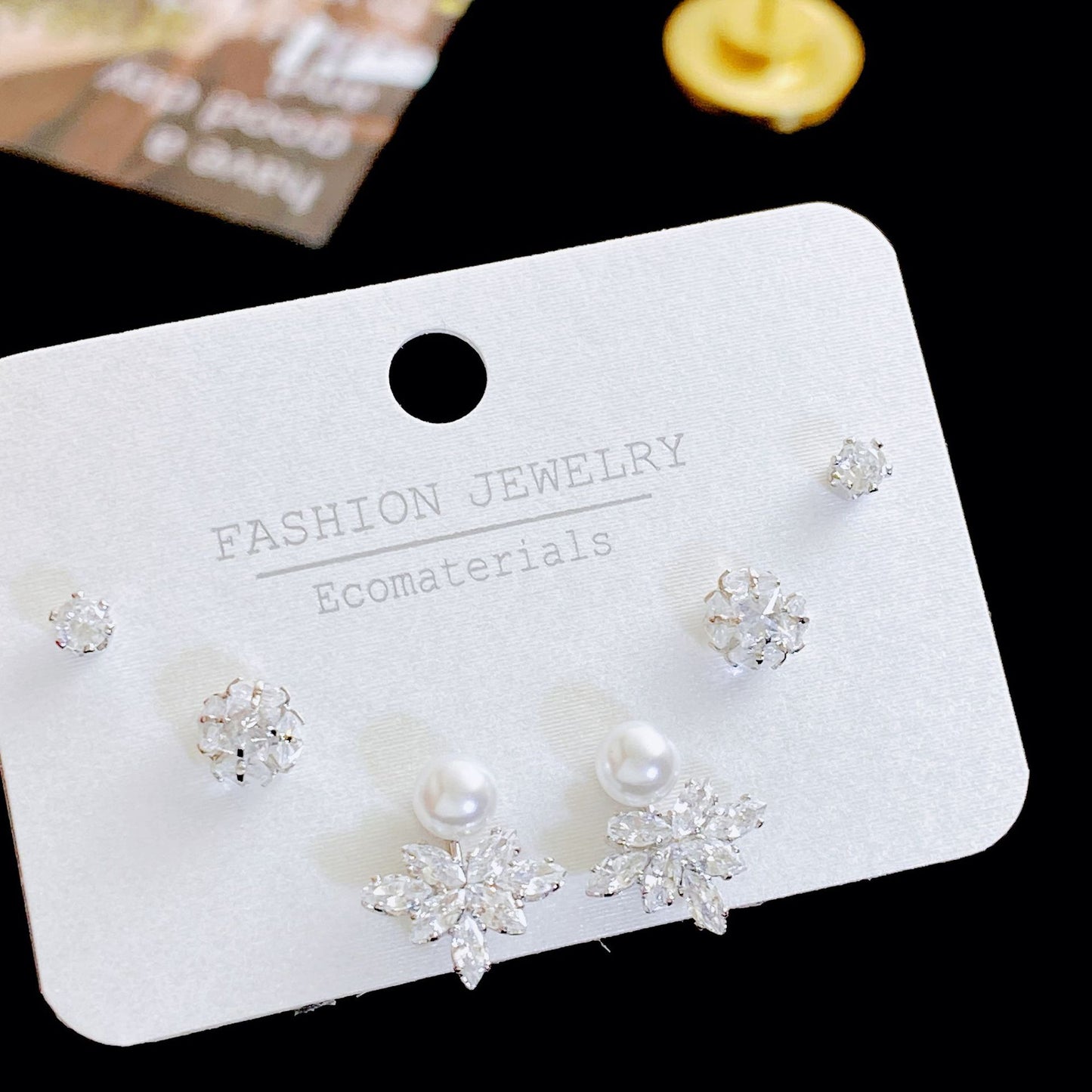 Women's Needle Simple Series Three Pairs Storage Ear Rings