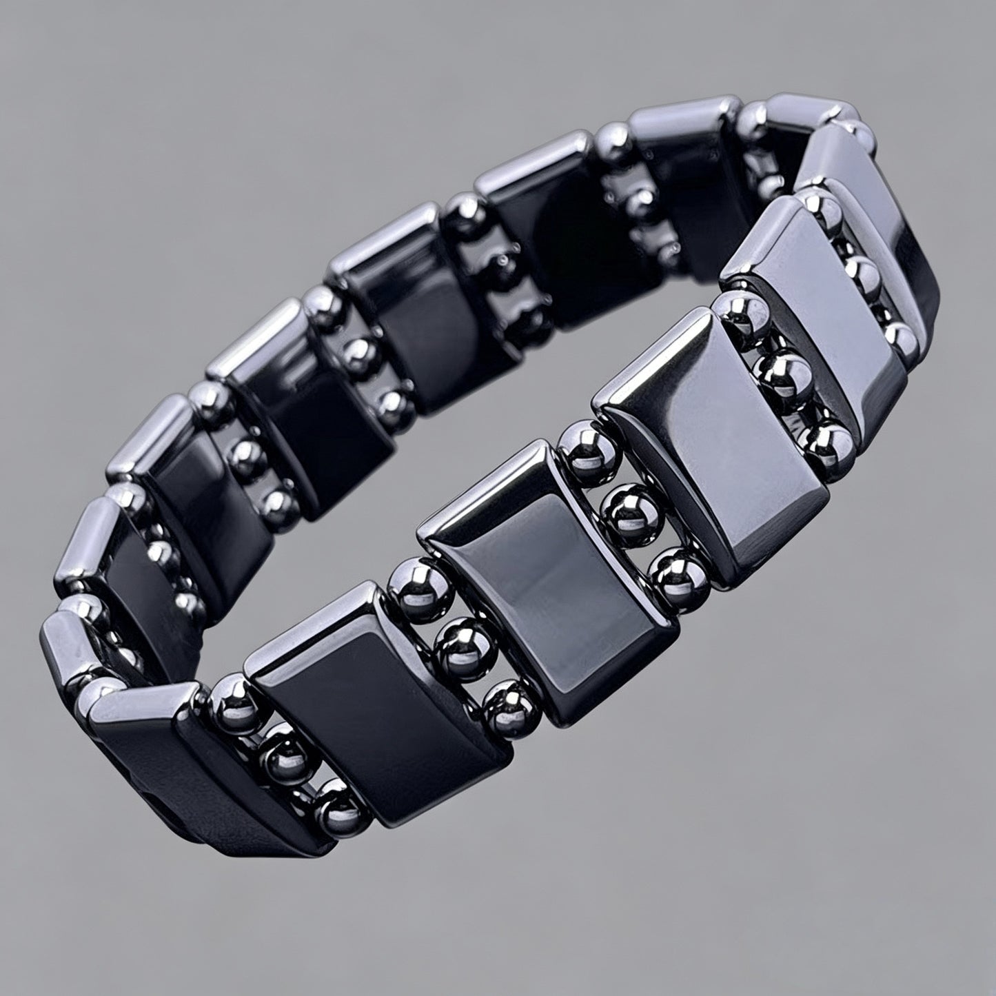 Men's Magnetic Haematite Energy Geometric Shape Titanium Steel Bracelets