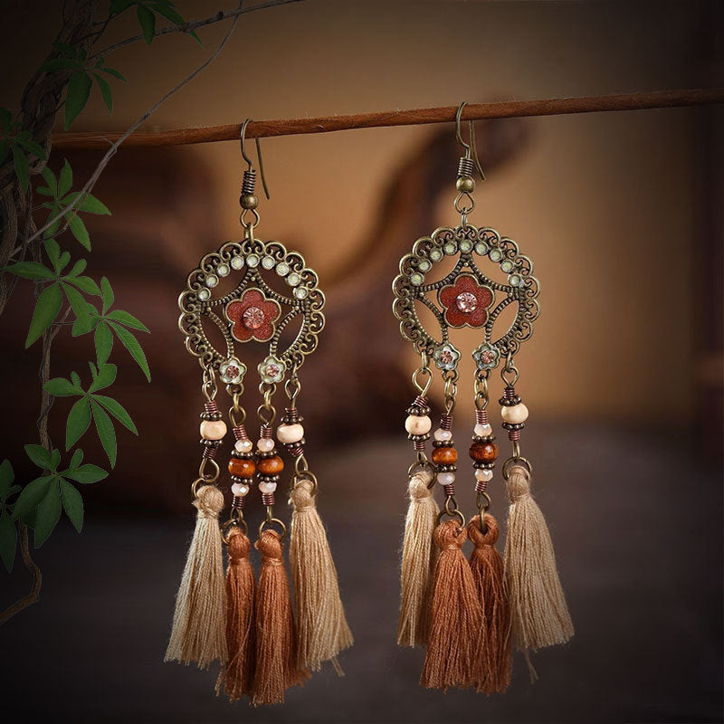 Ethnic Style Long Fringe Exotic Holiday Trip Earrings