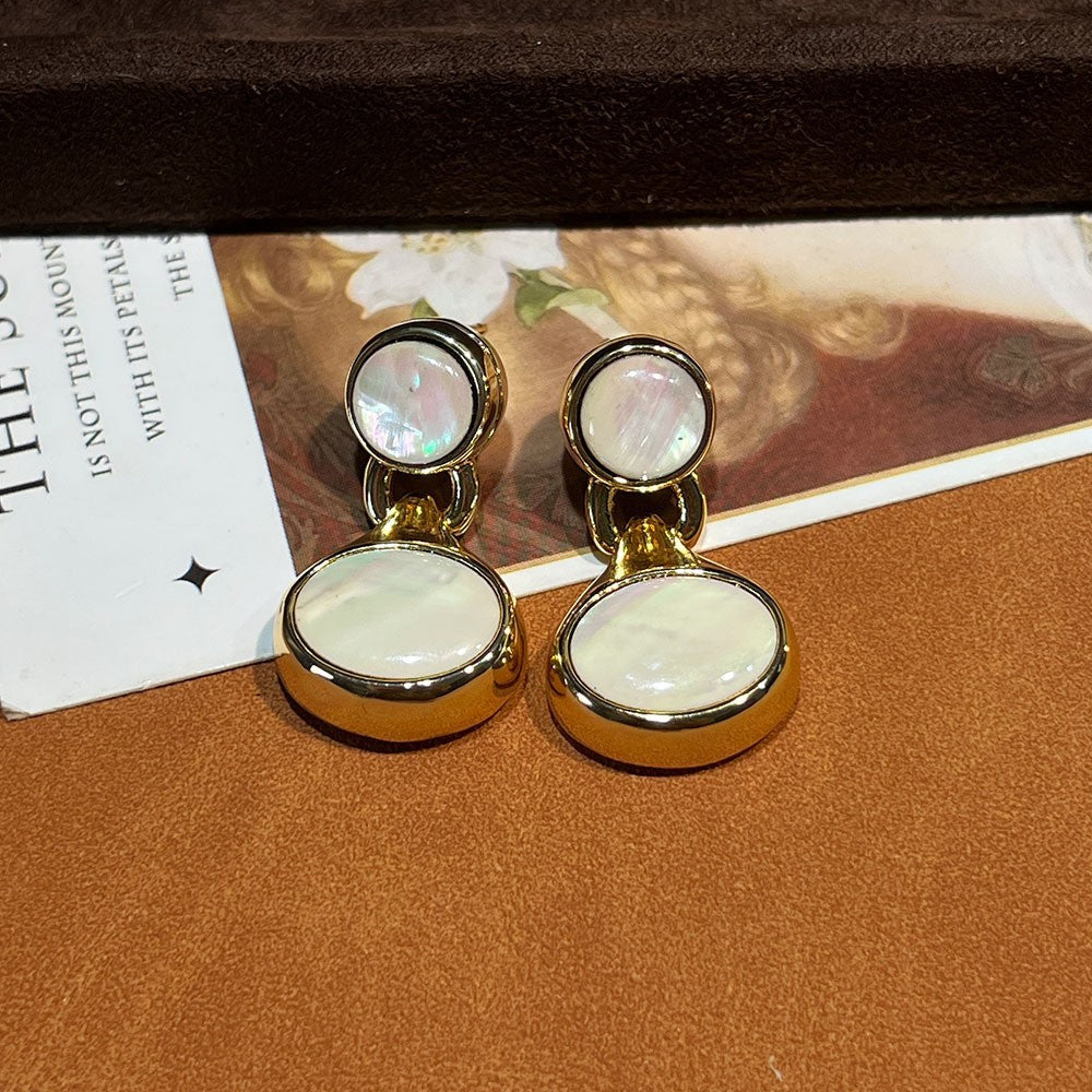 Women's Abalone Shell Series Gold Plated Environmental Protection Fashion French High-grade Earrings