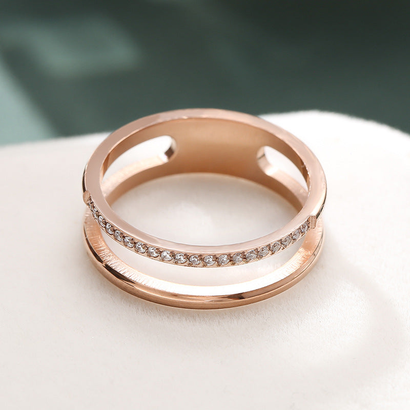 Titanium Steel Rose Gold Color Female Rings