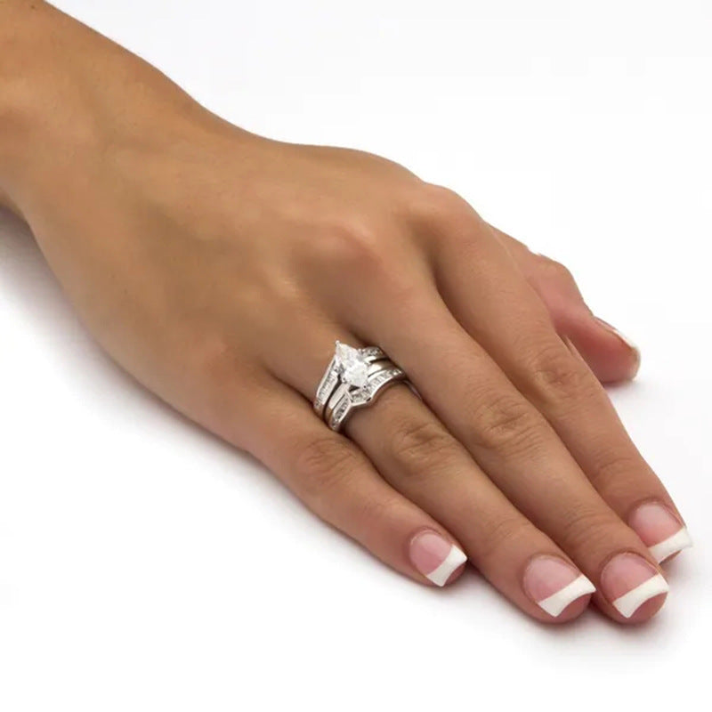 Shi Simulated Zircon Engagement Three-piece Index Ring