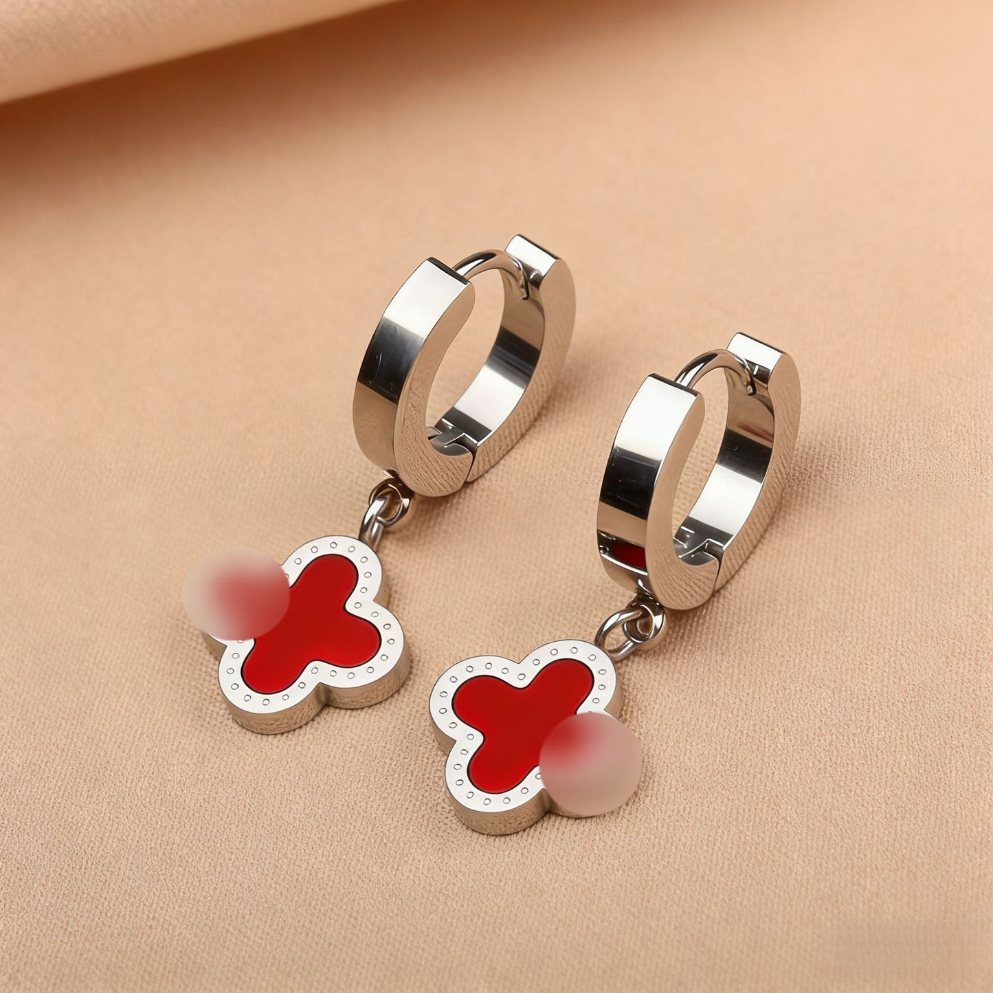 Lucky Four-leaf Clover Titanium Steel Gold Plating Fashion Earrings